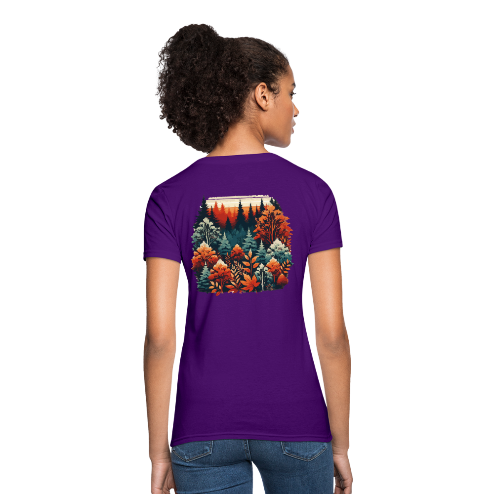 Women's Autumn Leaves Graphic T-Shirt with Logo - purple