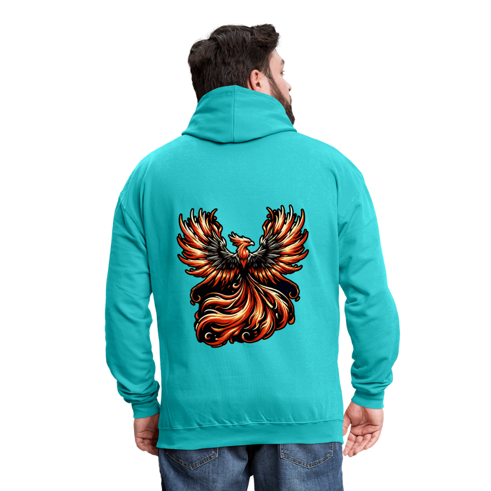 Phoenix Graphic Unisex Contrast Hoodie with Logo - scuba blue/asphalt