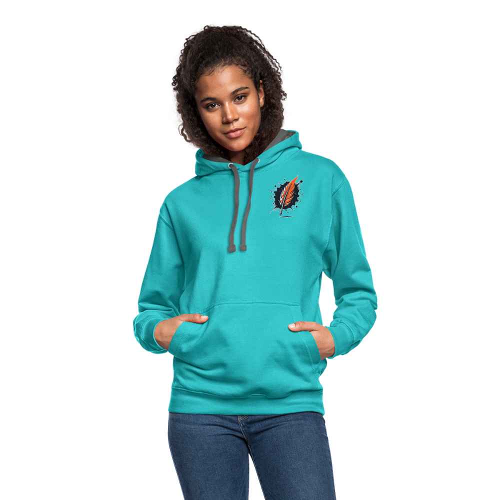 Phoenix Graphic Unisex Contrast Hoodie with Logo - scuba blue/asphalt