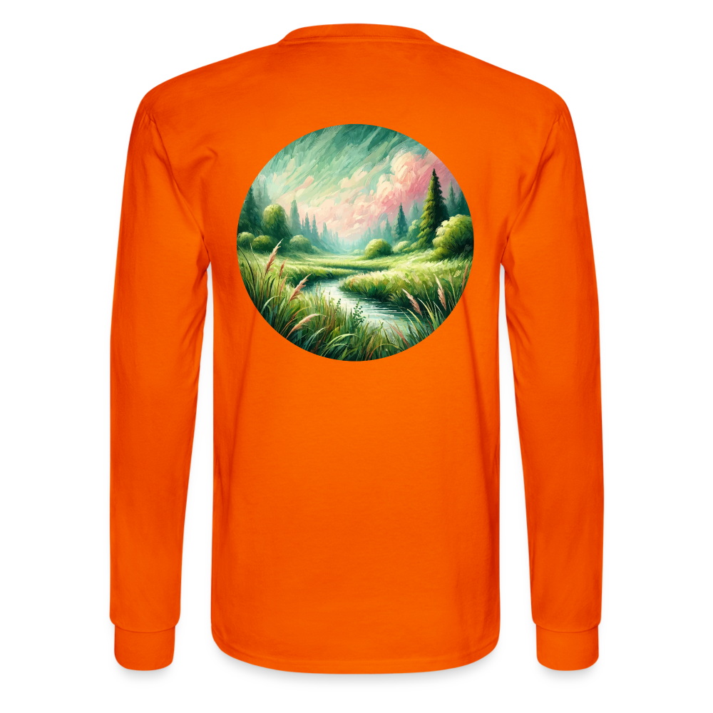 Men's Meadow Graphic Long Sleeve Shirt with Logo - orange