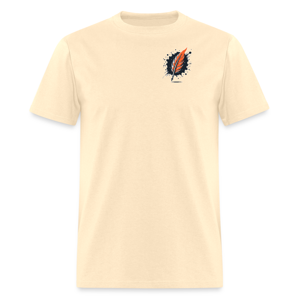 Orange Swirling Mountains Graphic Unisex Classic T-Shirt with Logo - natural