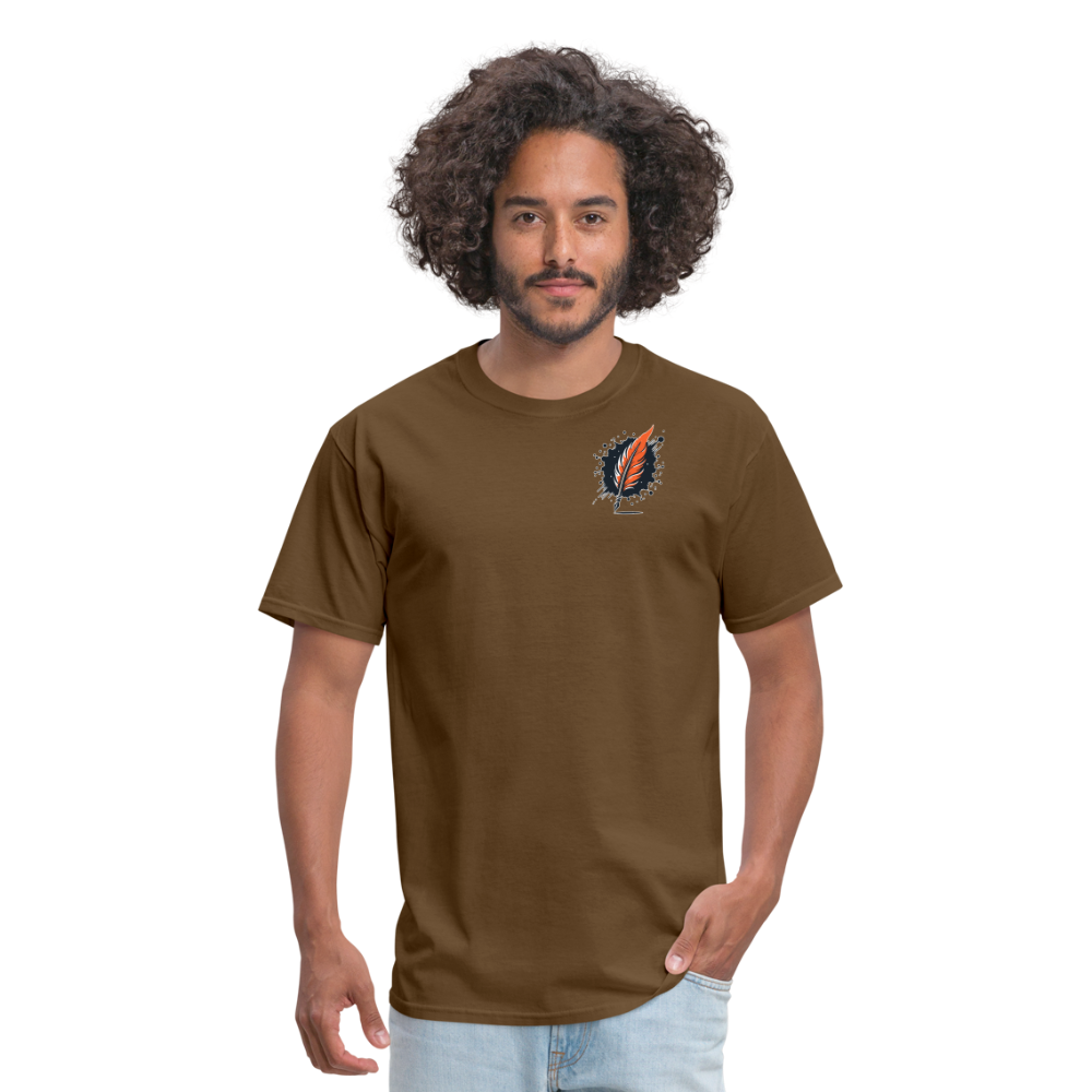 Orange and Black Mountain Range Unisex Classic T-Shirt with Logo - brown