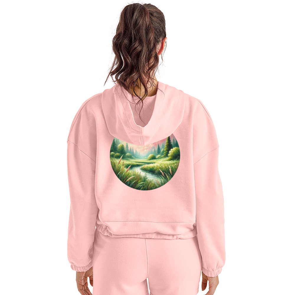 Women’s Meadow Graphic Cropped Hoodie with Logo - light pink