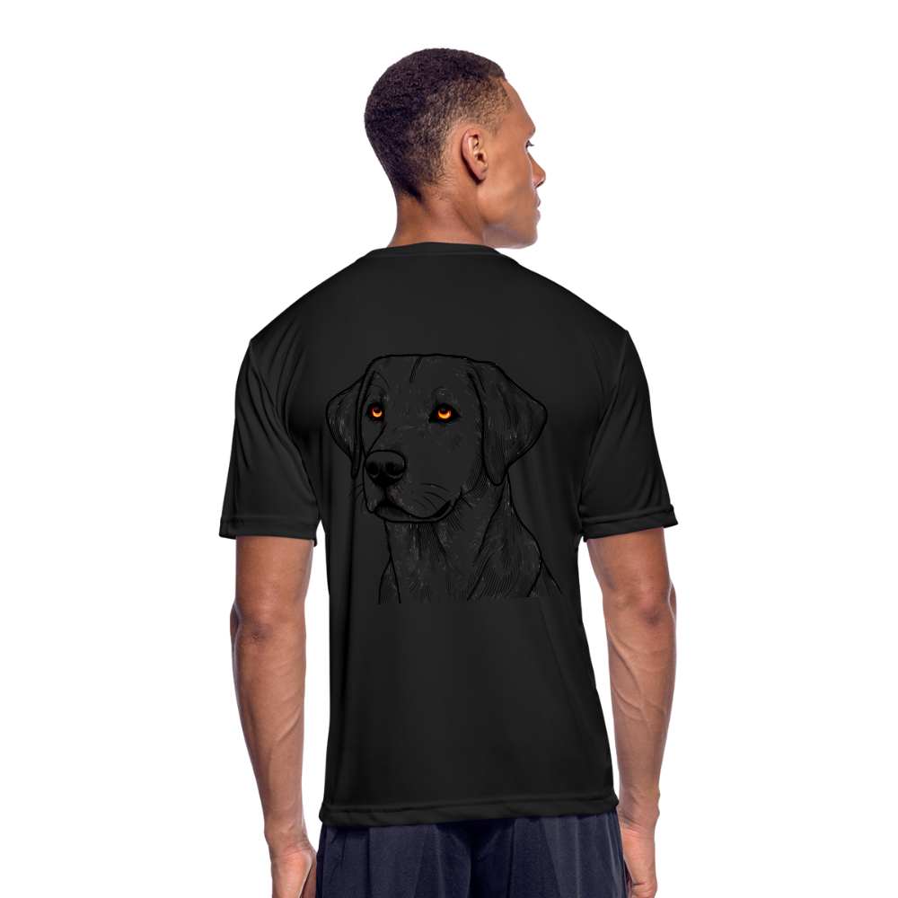 Men’s Fine Line Labrador Graphic Moisture Wicking Performance T-Shirt with Logo - black