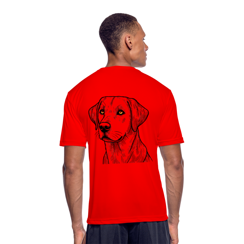 Men’s Fine Line Labrador Graphic Moisture Wicking Performance T-Shirt with Logo - red