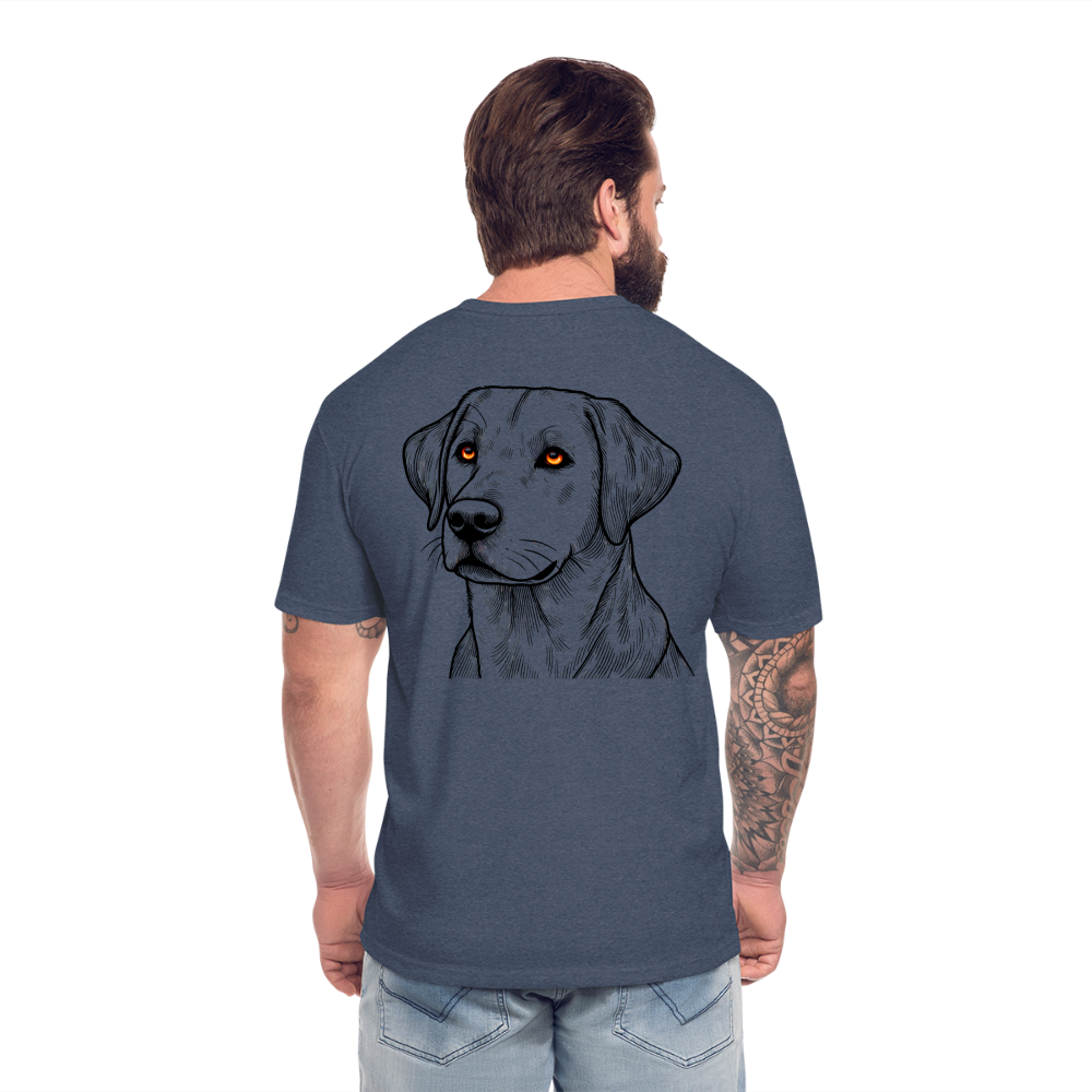 Fine Line Labrador Graphic Unisex Fitted Cotton/Poly T-Shirt with Logo - heather navy