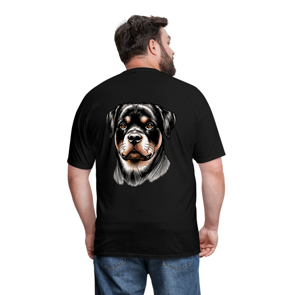 Fine Line Rottweiler Graphic Unisex Classic T-Shirt with Logo - black