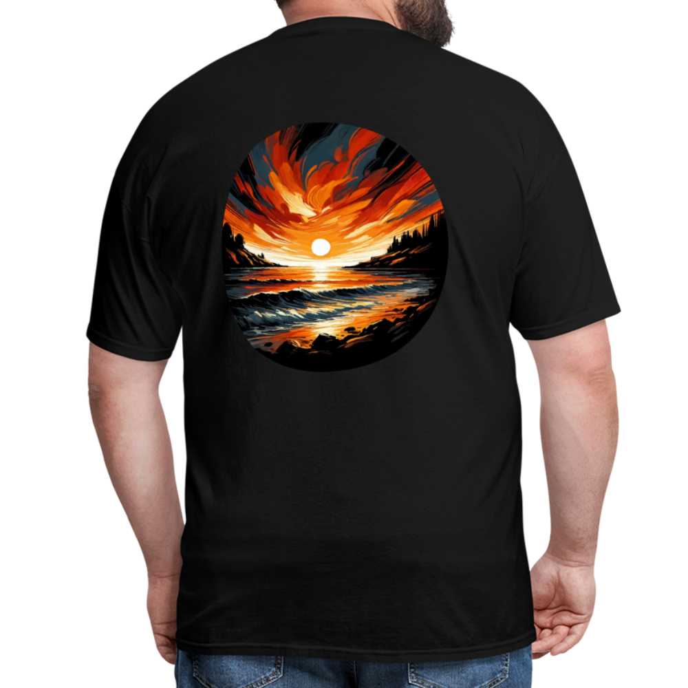 Beach Sunset Graphic Unisex Classic T-Shirt with Logo - black