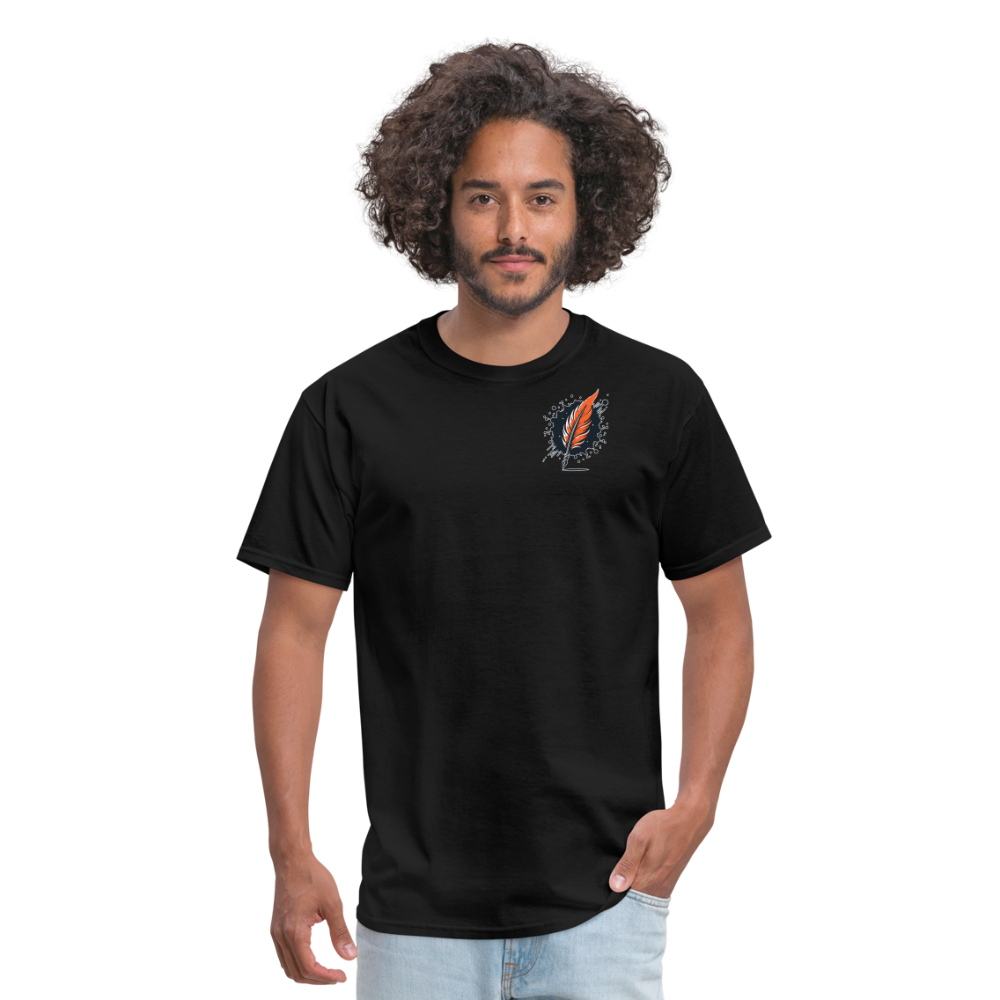 Orange Swirling Mountains Graphic Unisex Classic T-Shirt with Logo - black