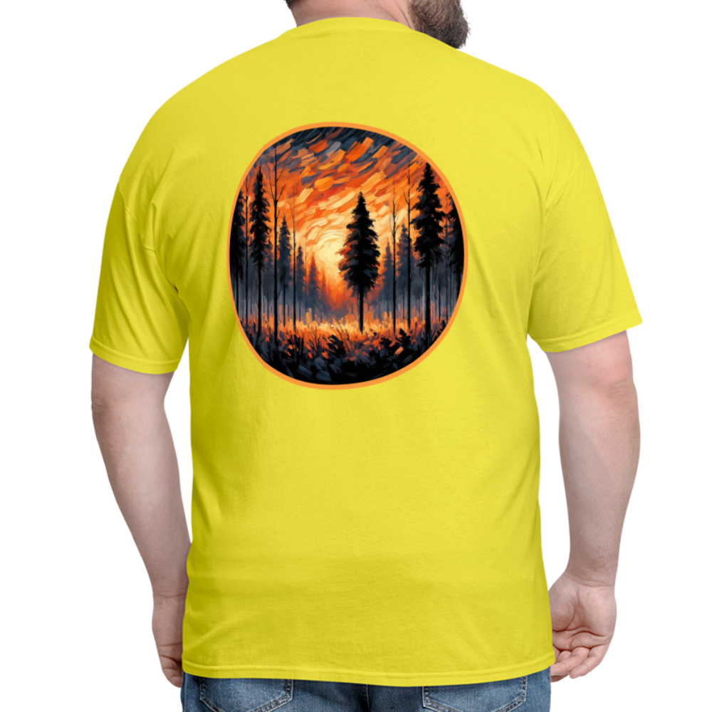 Orange Forest Sunset Unisex Classic T-Shirt with Logo - yellow