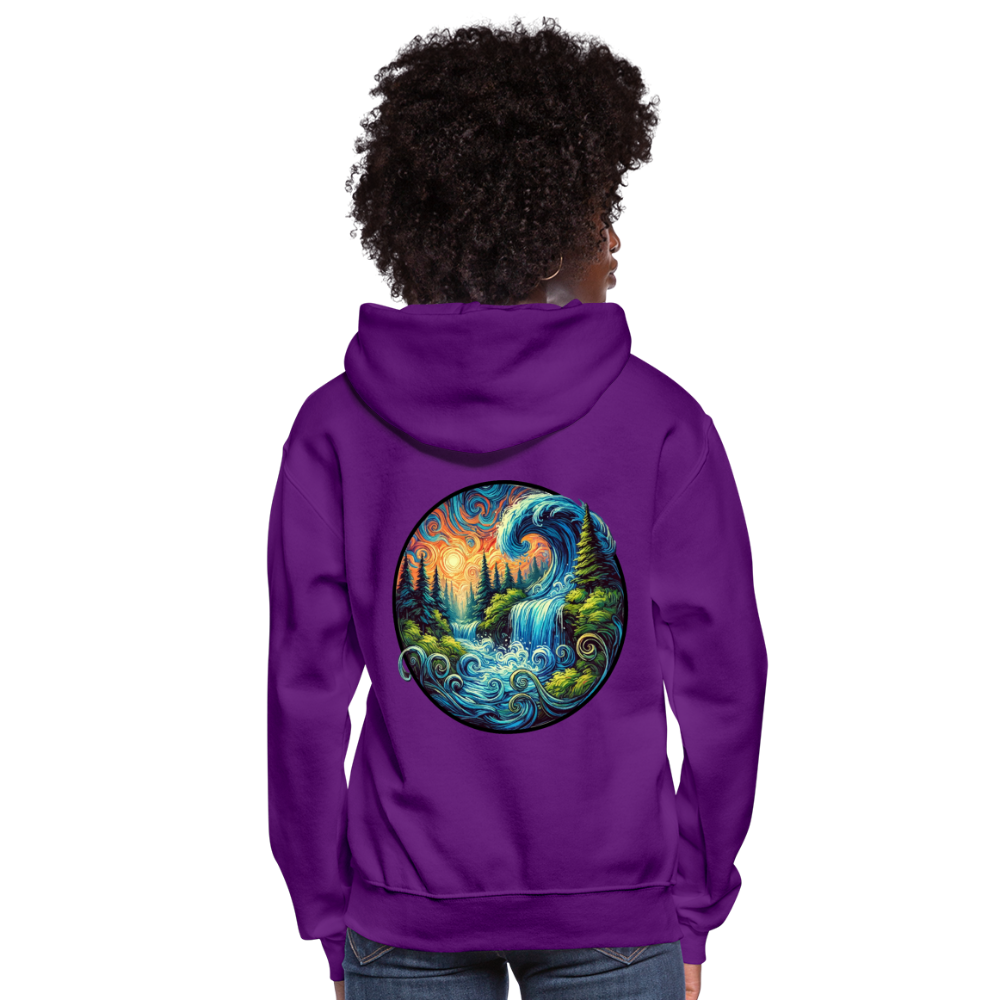 Women's Waterfall Graphic Hoodie with Logo - purple