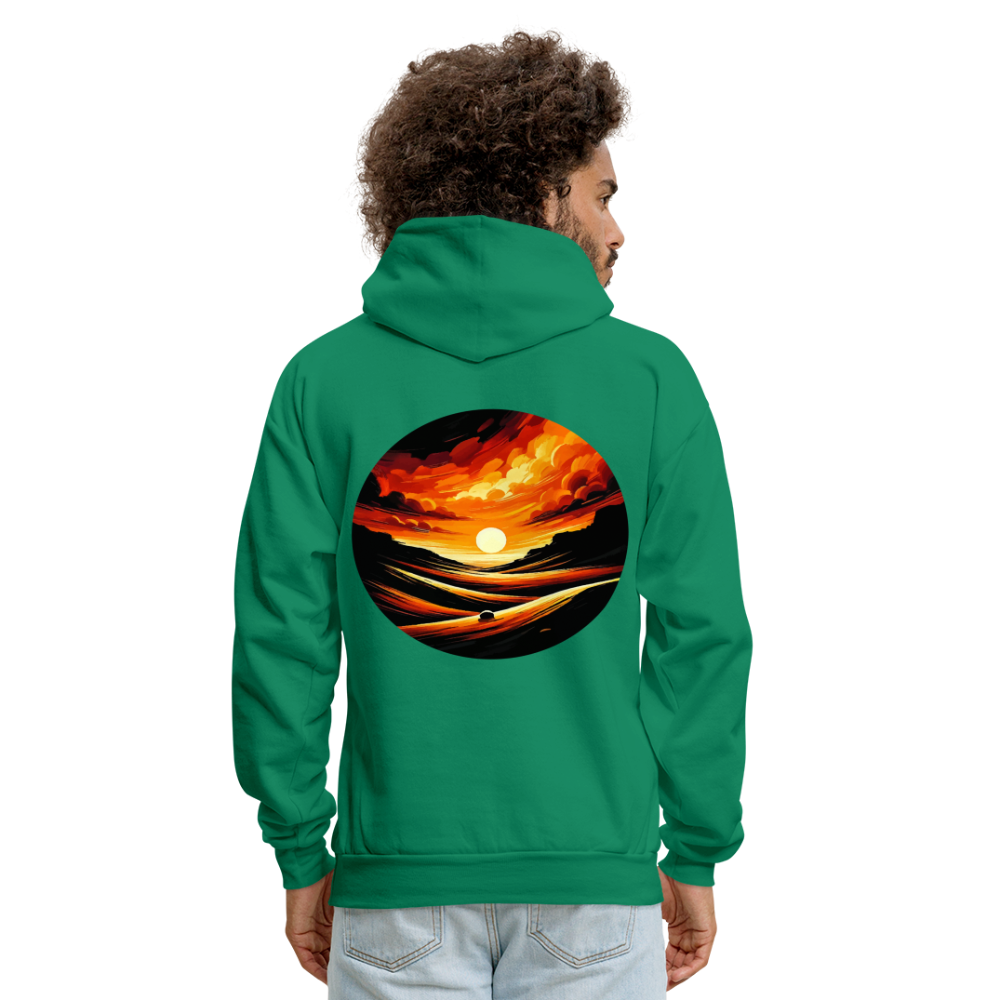 Men's Desert Sunset Graphic Hoodie with Logo - kelly green