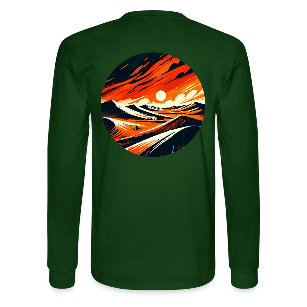 Men's Desert Dunes Graphic Long Sleeve Shirt with Logo - forest green