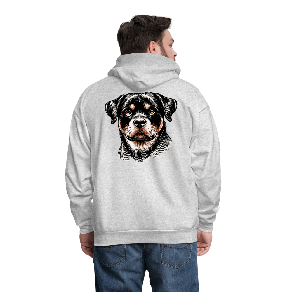 Men's Fine Line Rottweiler Graphic Hoodie with Logo - ash 