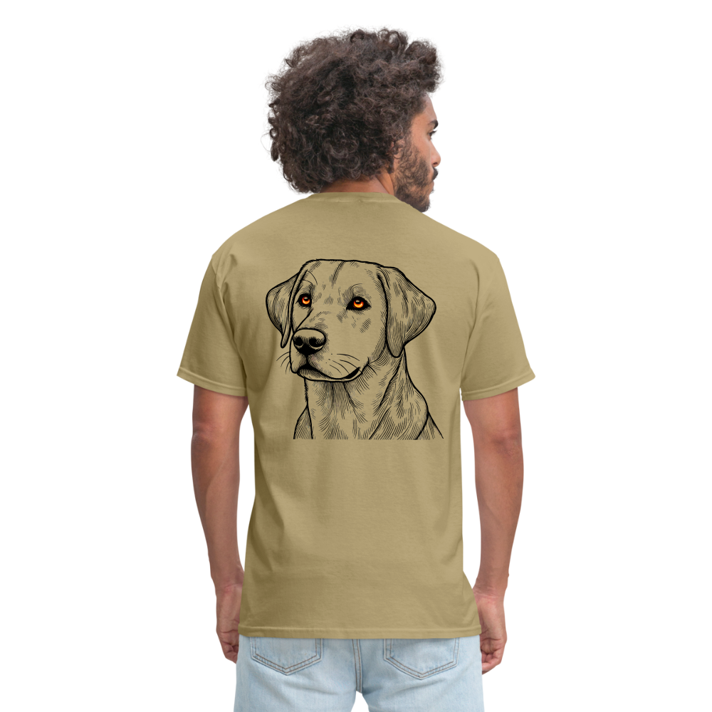 Fine Line Labrador Graphic Unisex Classic T-Shirt with Logo - khaki