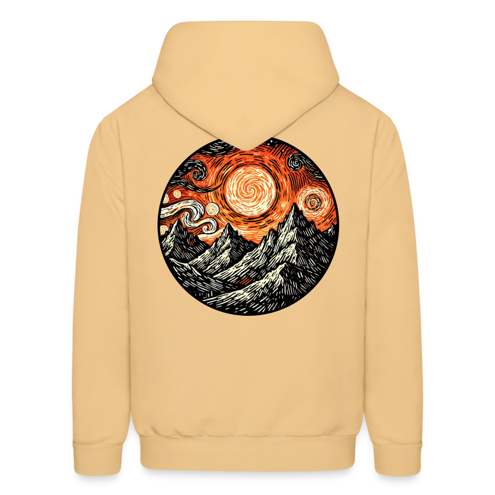 Men's Orange Swirling Mountains Graphic Hoodie with Logo - light yellow