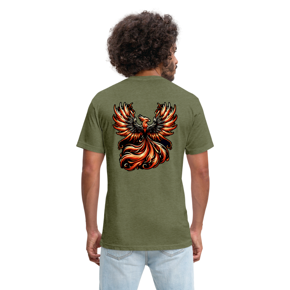 Phoenix Graphic Unisex Fitted Cotton/Poly T-Shirt with Logo - heather military green