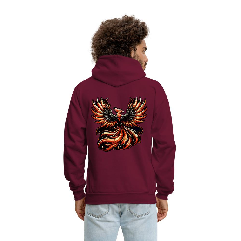 Men's Phoenix Graphic Hoodie with Logo - burgundy