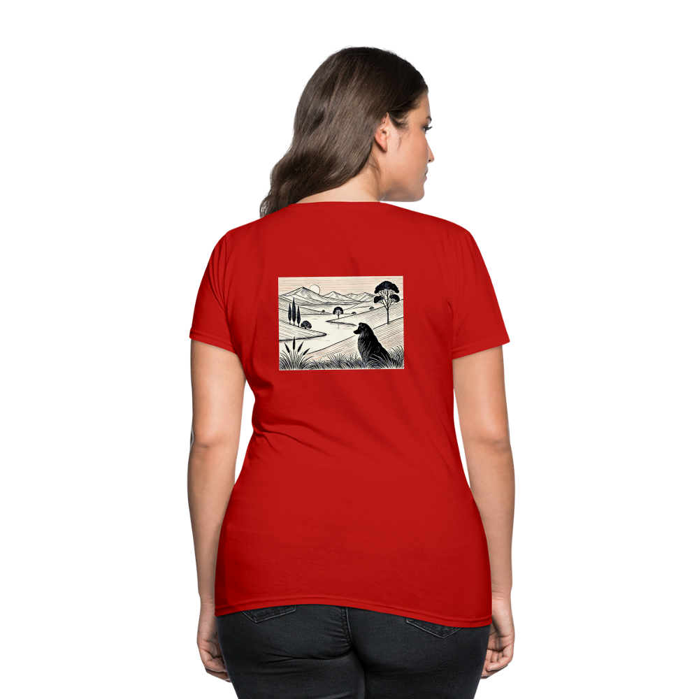 Women's Australian Shepherd Prairie T-Shirt with Logo - red