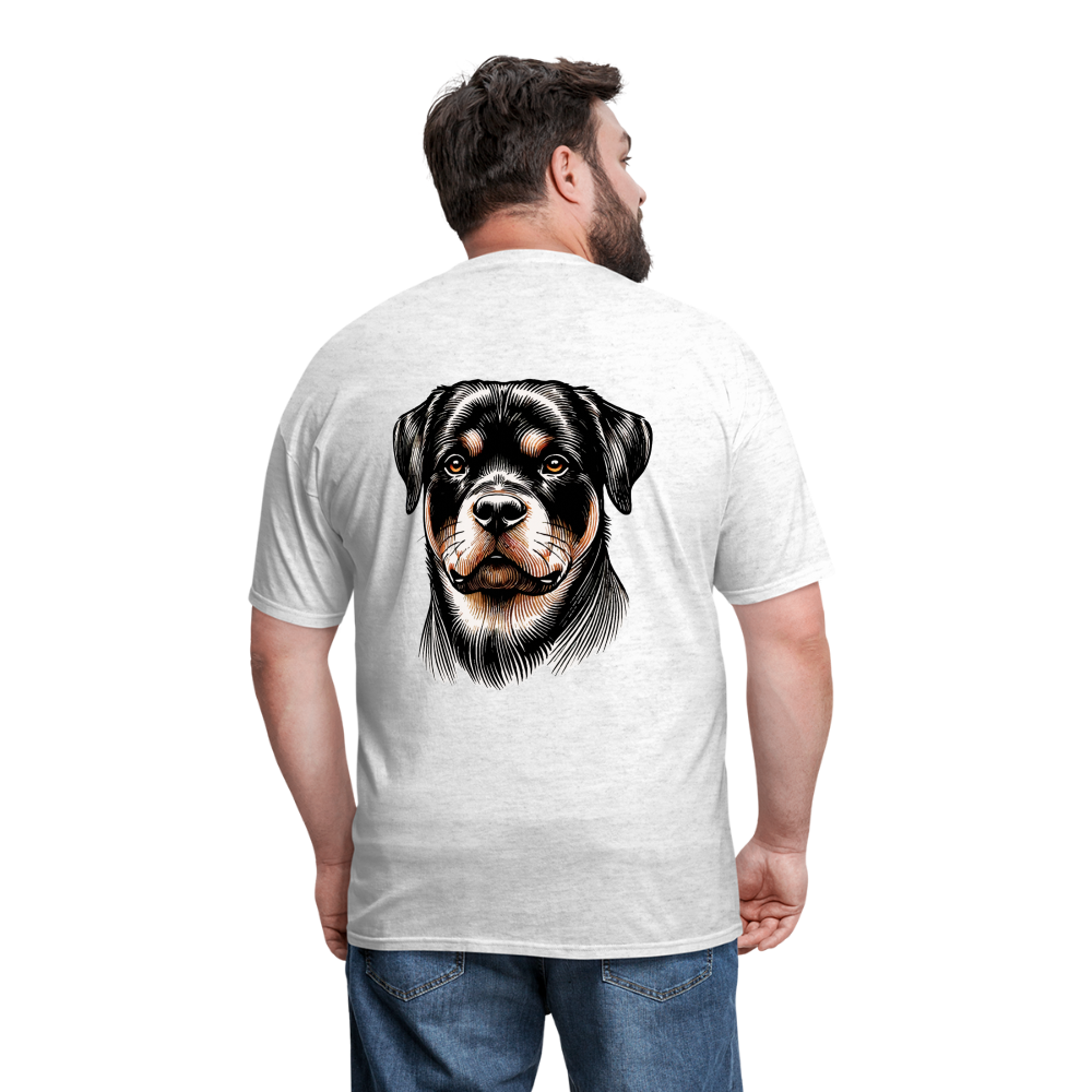 Fine Line Rottweiler Graphic Unisex Classic T-Shirt with Logo - light heather gray