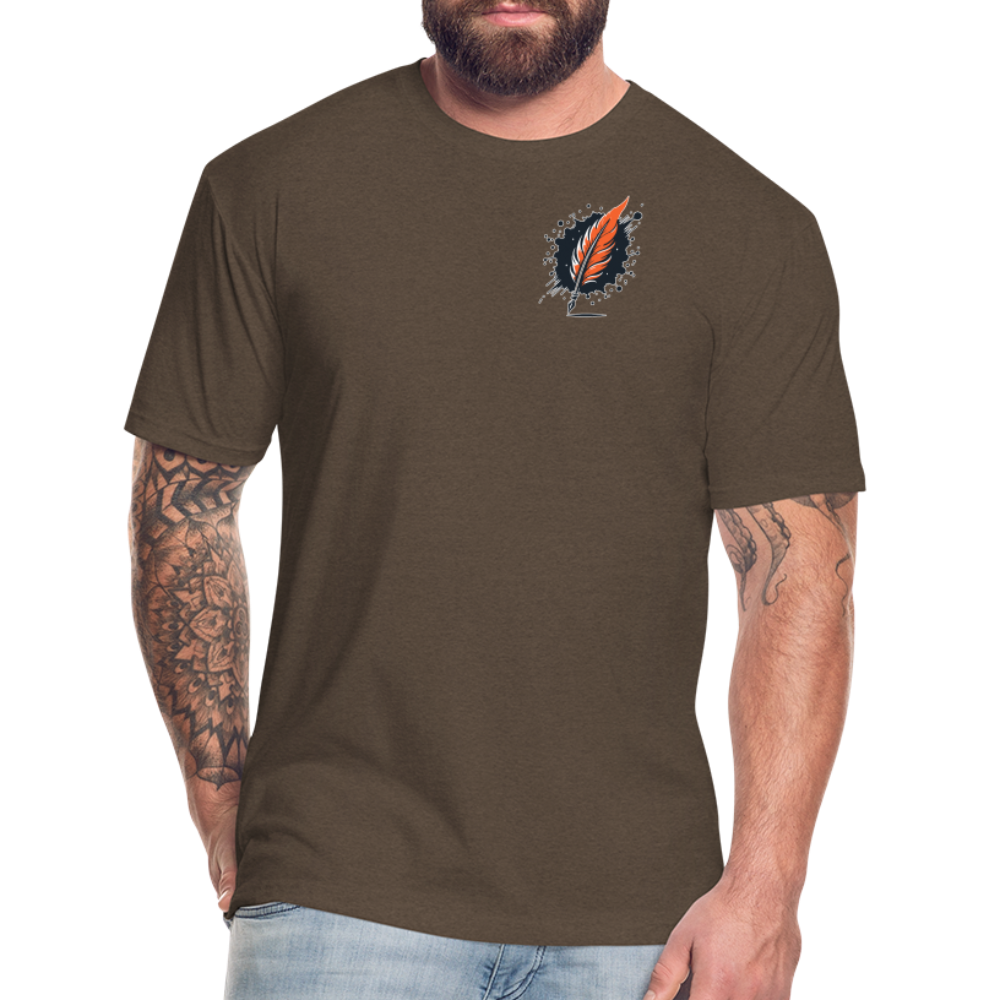 Orange Swirling Mountains Graphic Unisex Fitted Cotton/Poly T-Shirt with Logo - heather espresso