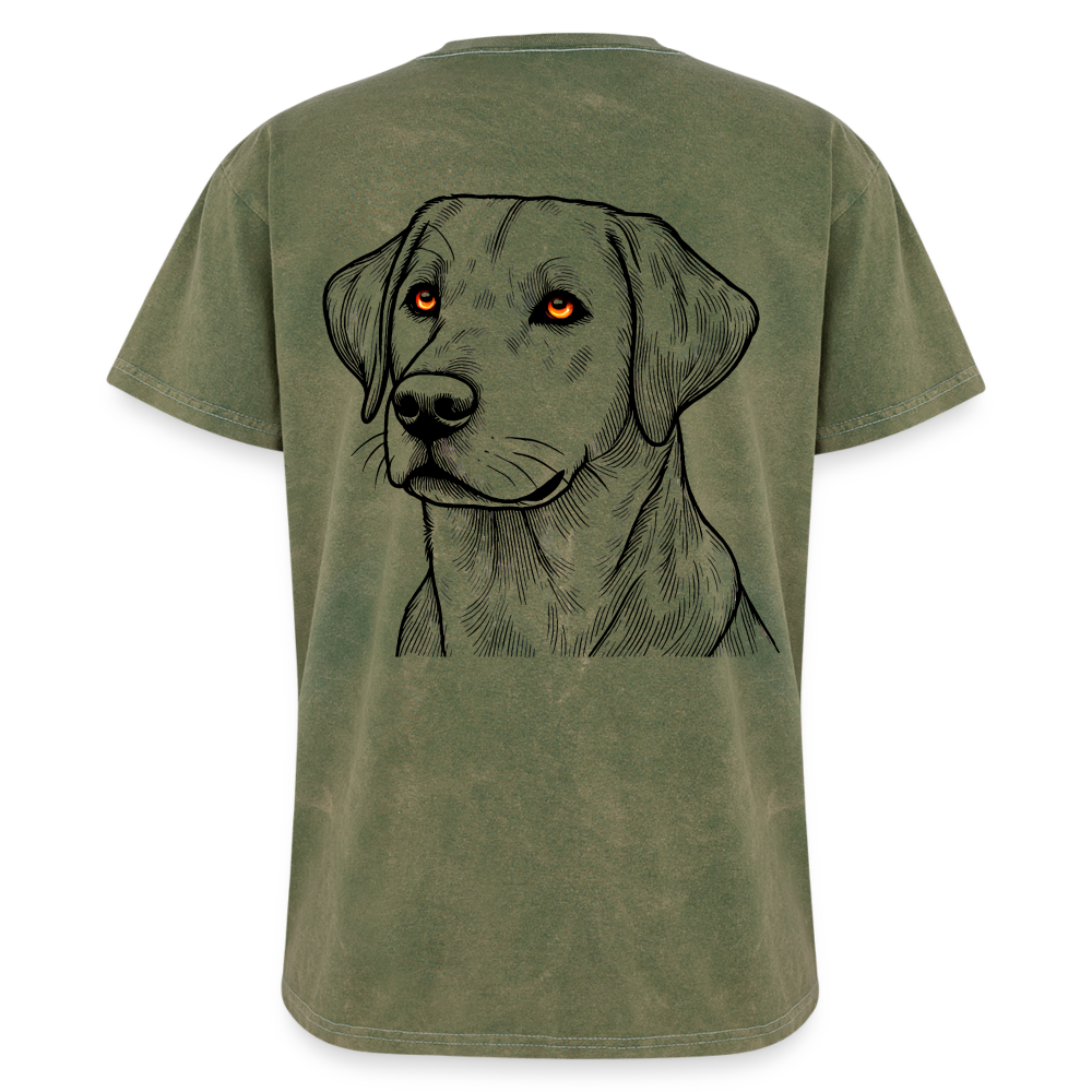 Fine Line Labrador Graphic Unisex Mineral Wash T-shirt with Logo - mineral green