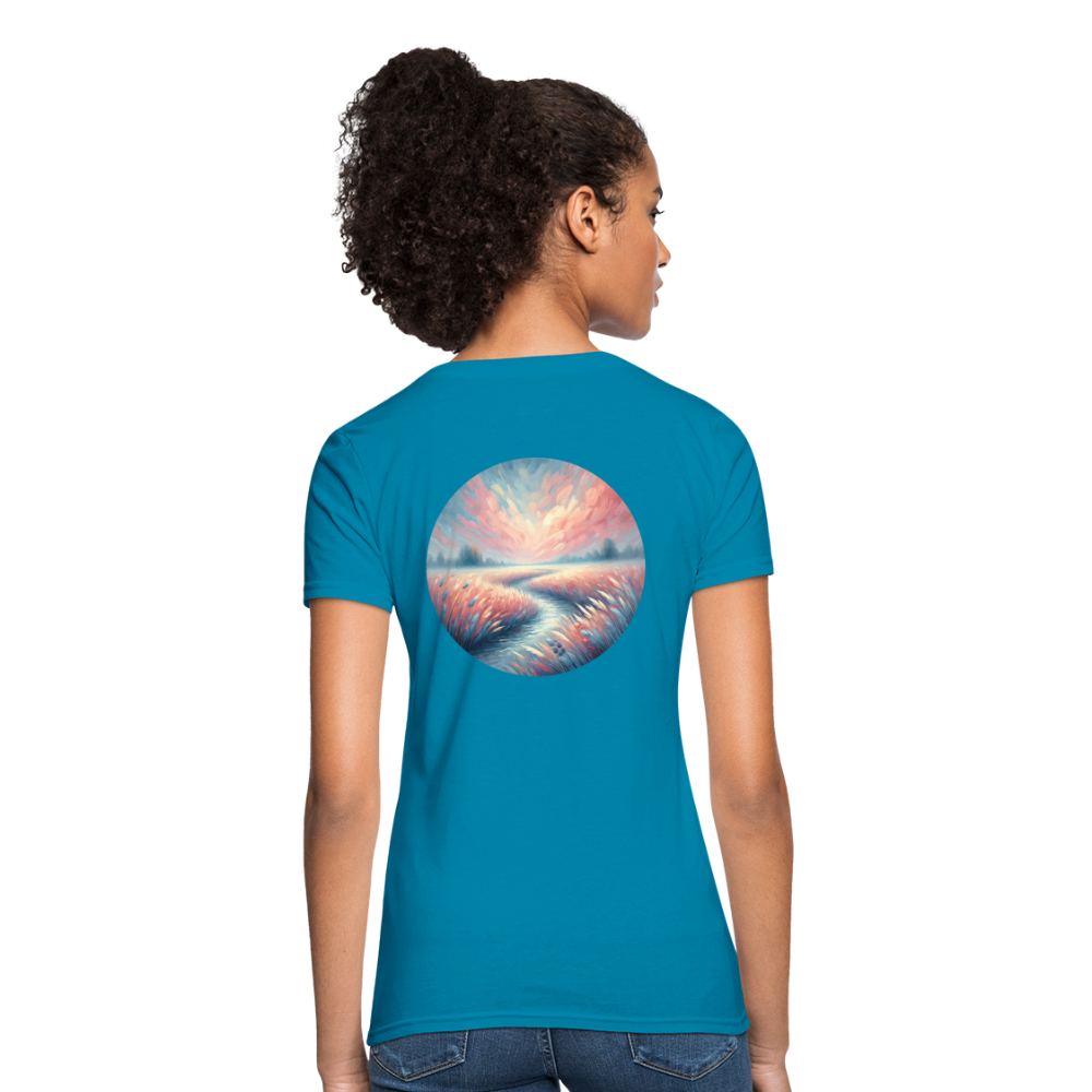 Women's River Meadow Graphic T-Shirt with Logo - turquoise