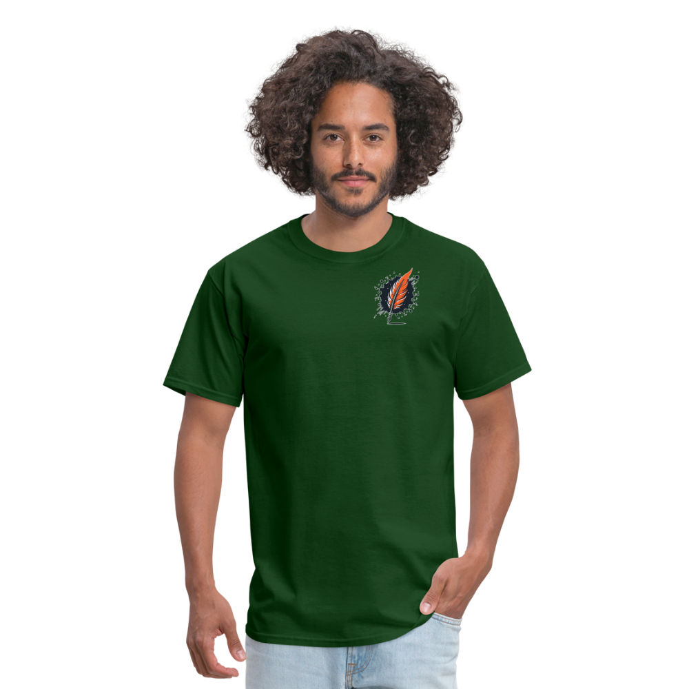 Orange and Black Mountain Range Unisex Classic T-Shirt with Logo - forest green