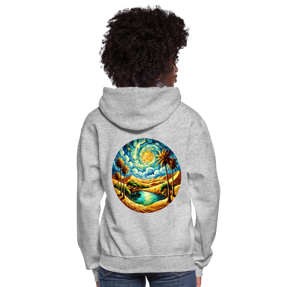 Women's Desert Oasis Graphic Hoodie with Logo - heather gray