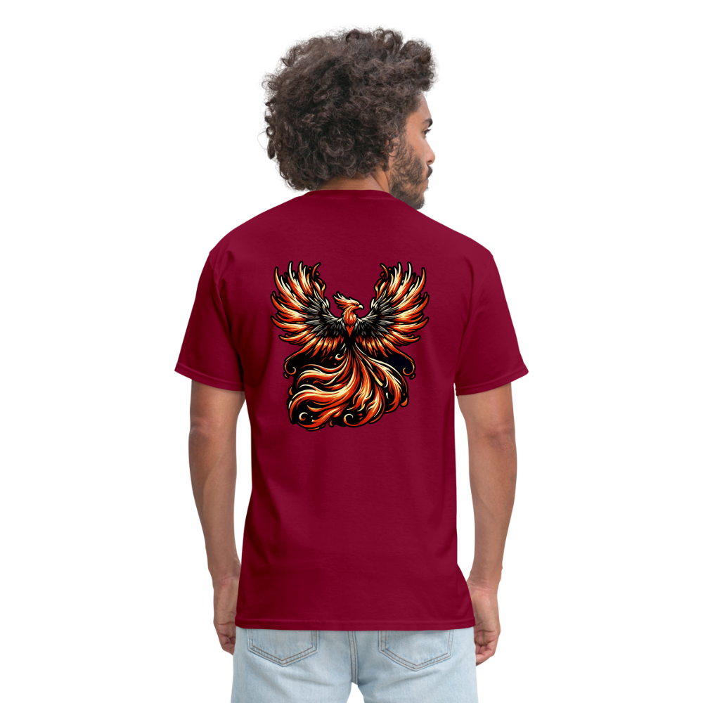 Phoenix Graphic Unisex Classic T-Shirt with Logo - burgundy