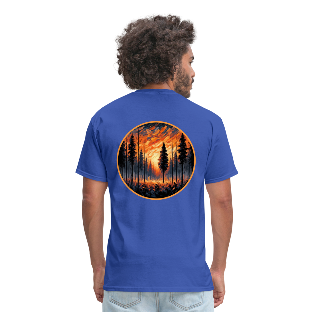 Orange Forest Sunset Unisex Classic T-Shirt with Logo - royal blue