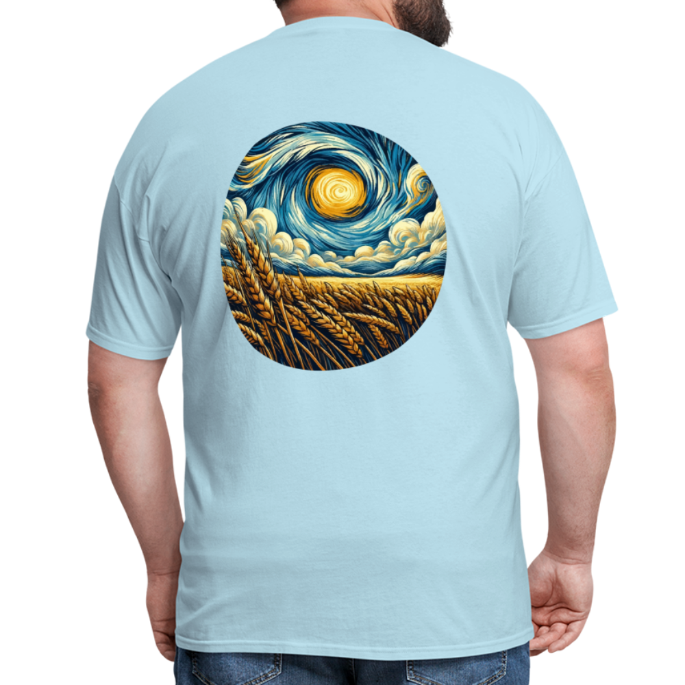 Wheat Field Graphic Unisex Classic T-Shirt with Logo - powder blue