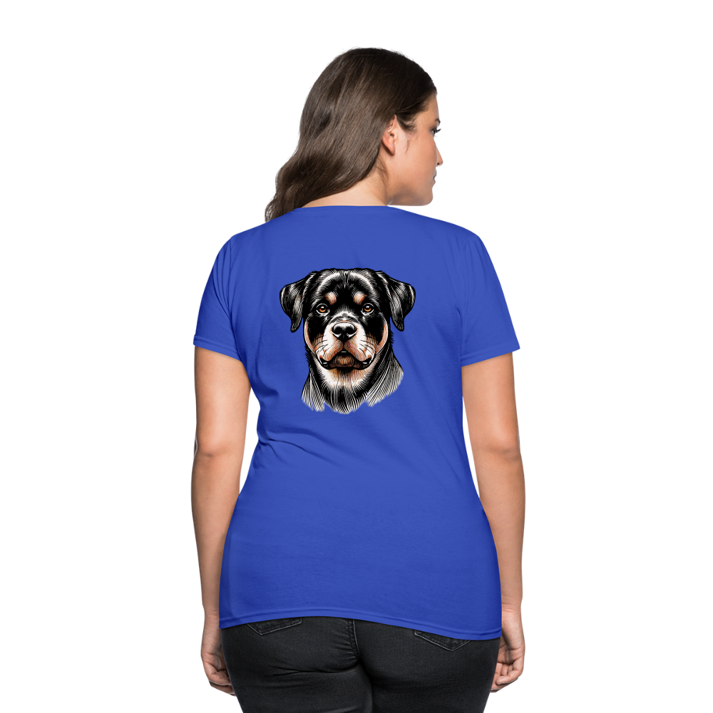 Fine Line Rottweiler Graphic Women's T-Shirt with Logo - royal blue