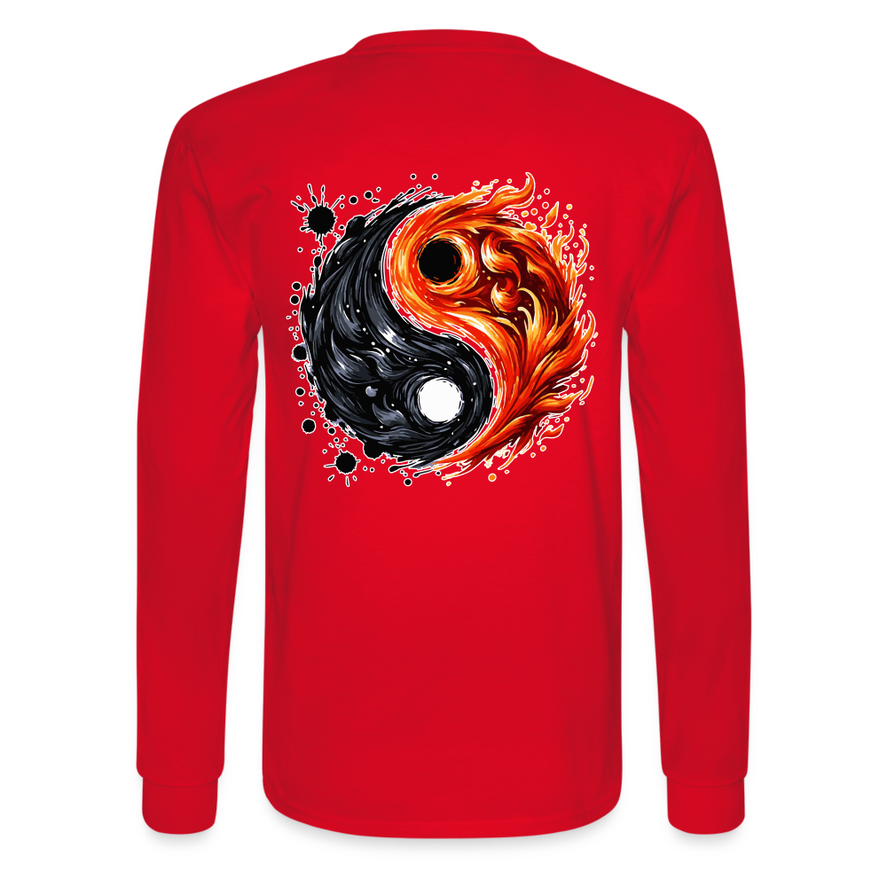 Men's Official Ink and Ember  Yin and Yang Long Sleeve Shirt with Logo - red