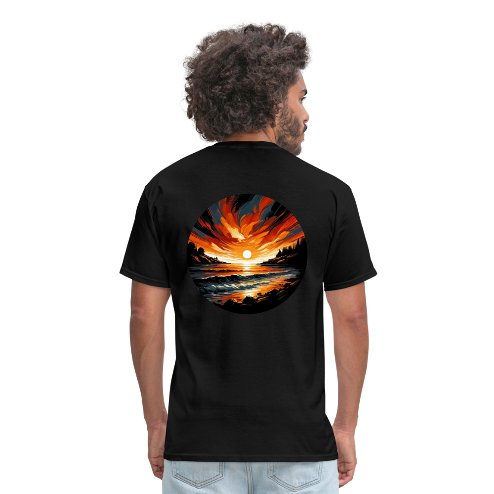 Beach Sunset Graphic Unisex Classic T-Shirt with Logo - black