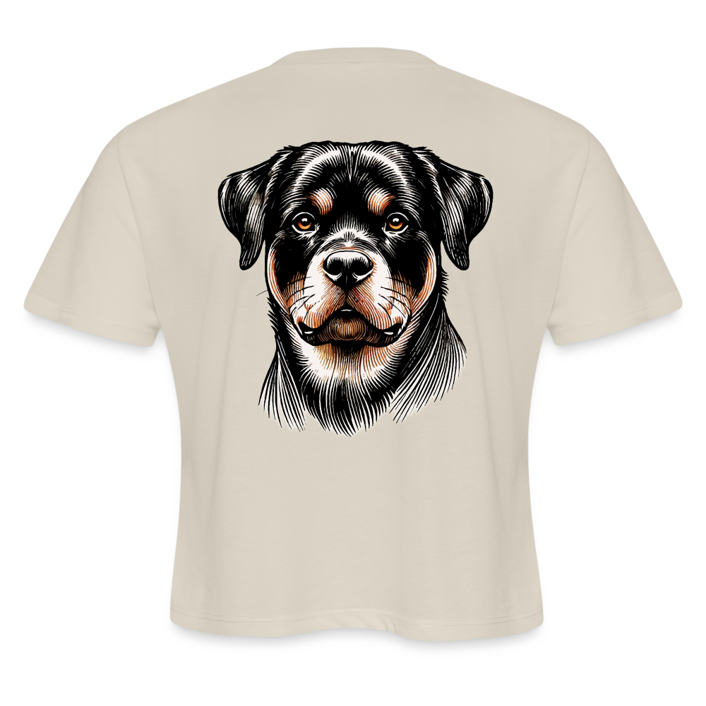 Women's Fine Line Rottweiler Graphic Cropped T-Shirt with Logo - dust