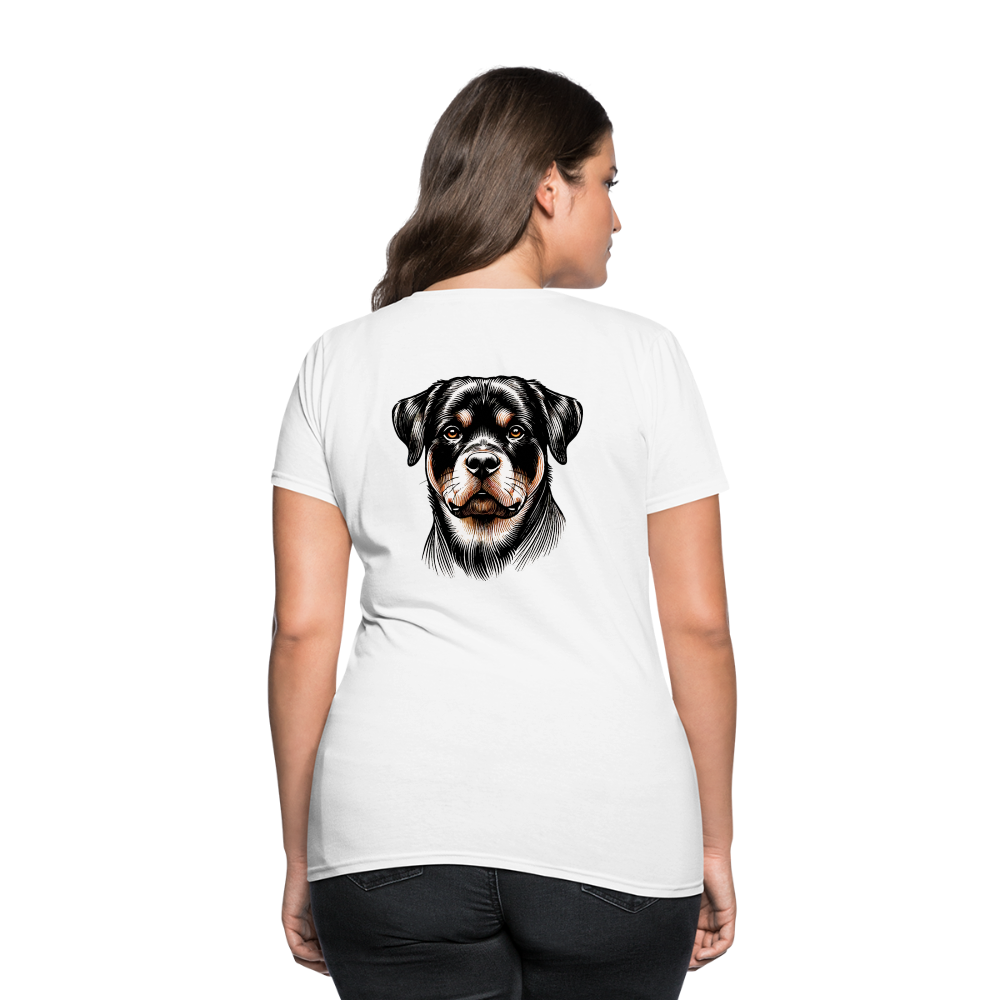 Fine Line Rottweiler Graphic Women's T-Shirt with Logo - white