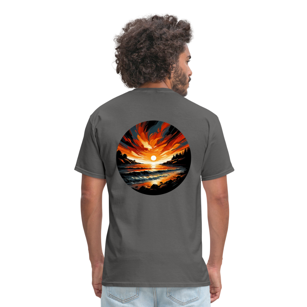 Beach Sunset Graphic Unisex Classic T-Shirt with Logo - charcoal