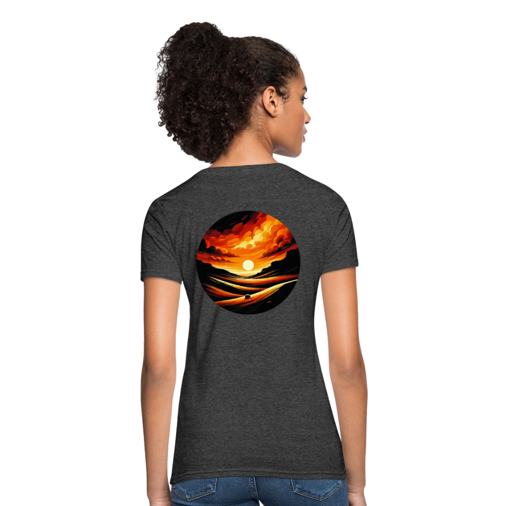 Women's Desert Sunset Graphic T-Shirt with Logo - heather black