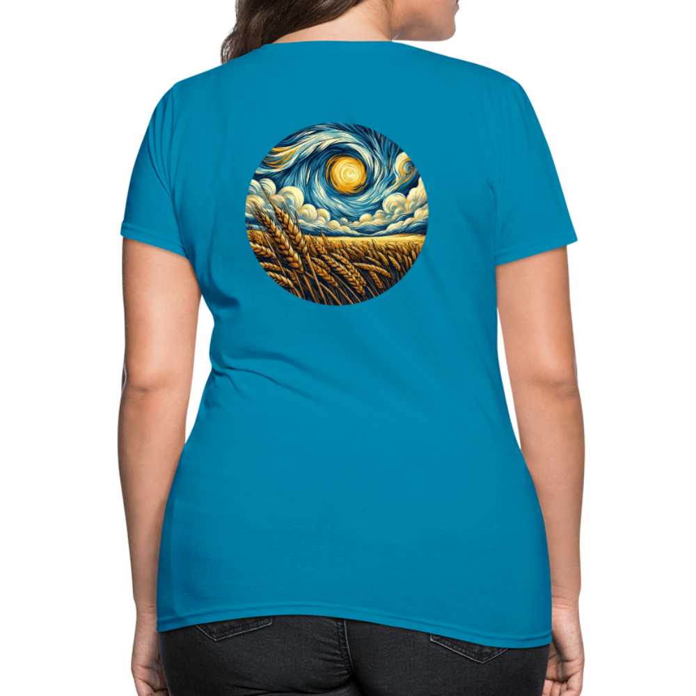 Women's Wheat Field Graphic T-Shirt with Logo - turquoise