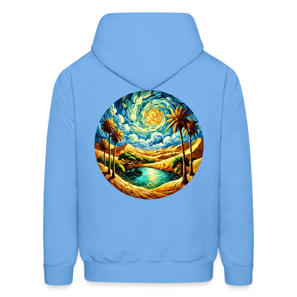 Men's Desert Oasis Graphic Hoodie with Logo - carolina blue