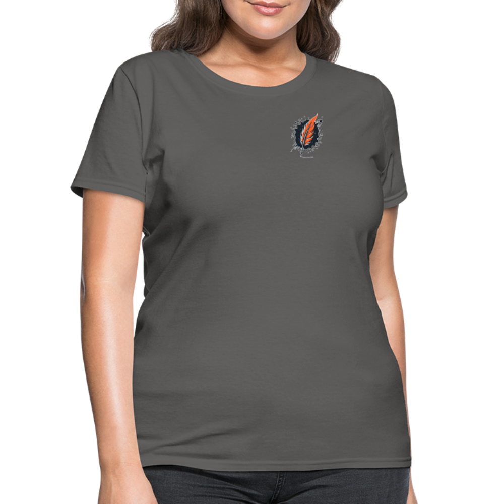 Women's Orange and Black Mountain Range T-Shirt with Logo - charcoal