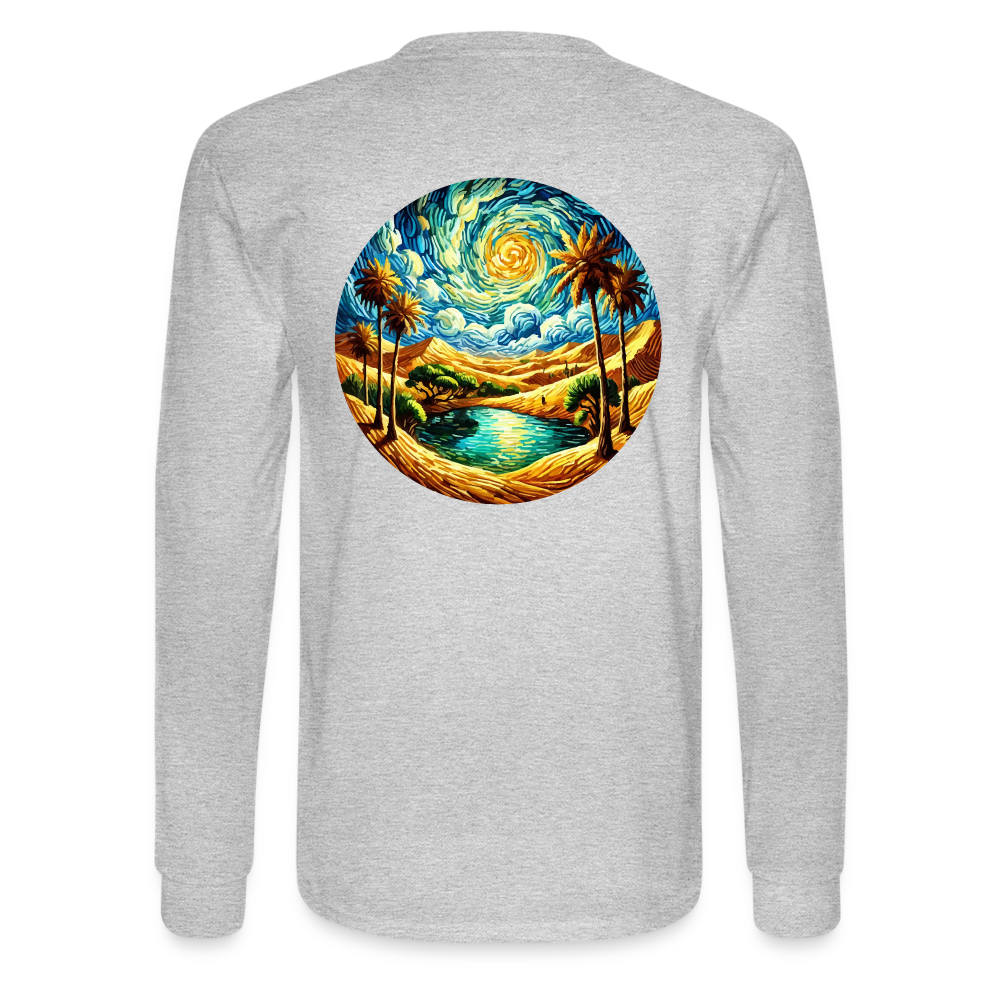 Men's Desert Oasis Graphic Long Sleeve Shirt with Logo - heather gray