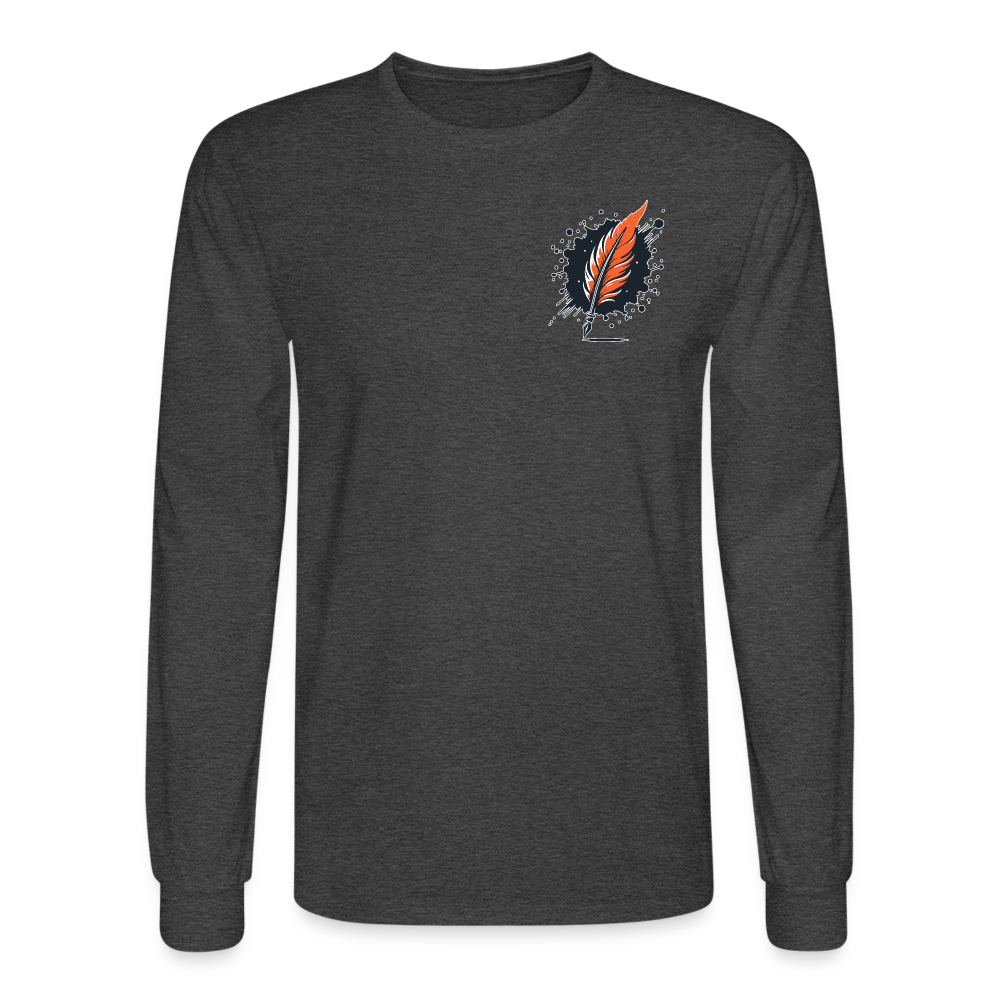 Men's Plain Long Sleeve Shirt with Logo - heather black