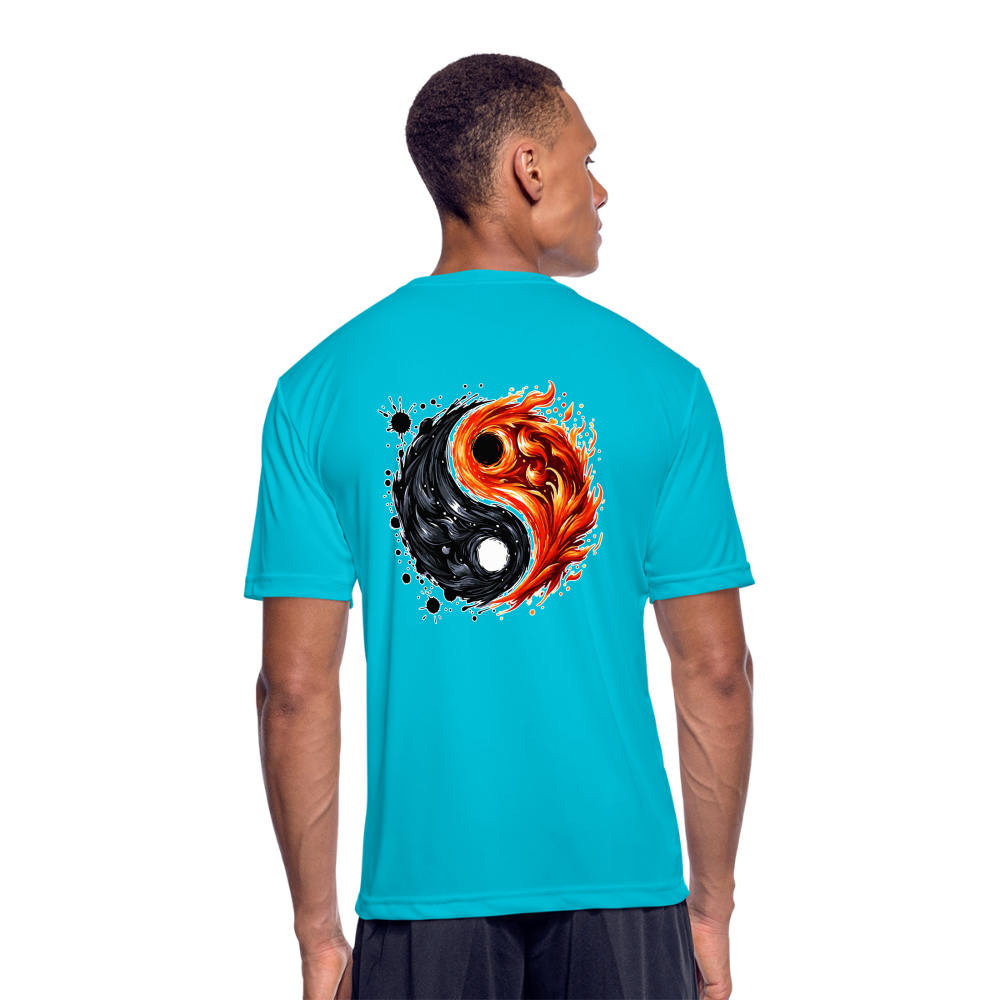 Men’s Official Ink and Ember  Yin and Yang Moisture Wicking Performance T-Shirt with Logo - turquoise