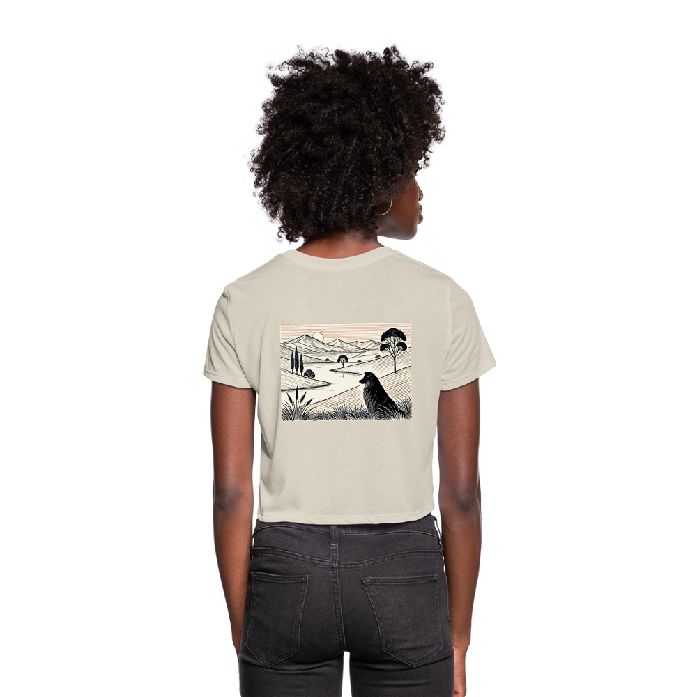 Women's Australian Shepherd Prairie Graphic Cropped T-Shirt with Logo - dust