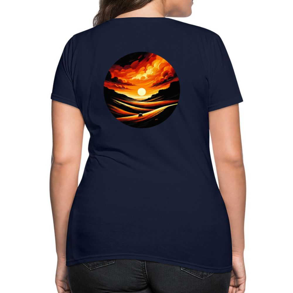 Women's Desert Sunset Graphic T-Shirt with Logo - navy