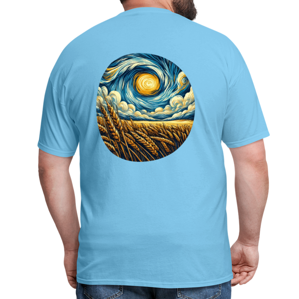 Wheat Field Graphic Unisex Classic T-Shirt with Logo - aquatic blue