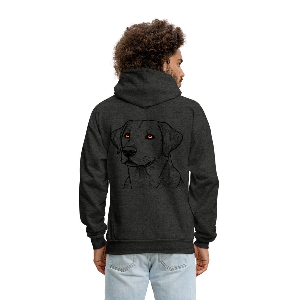 Men's Fine Line Labrador Graphic Hoodie with Logo - charcoal grey