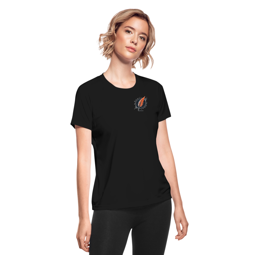 Women's River Meadow Graphic Moisture Wicking Performance T-Shirt with Logo - black